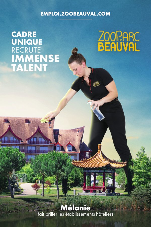 affiche de recrutement au zoo de beauval  - Mélanie entretien hôtellerie