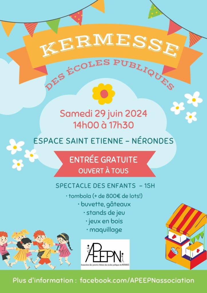 affiche de la kermesse des écoles publiques de Nérondes