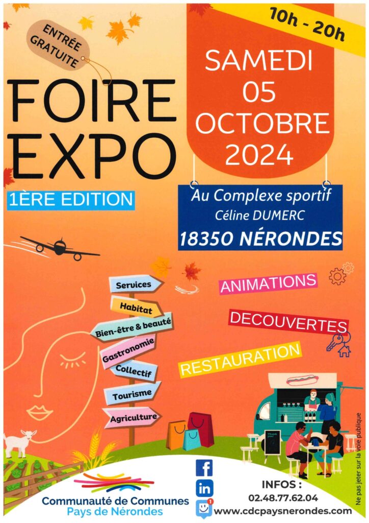 Affiche Foire expo à Nérondes 5 octobre 2024