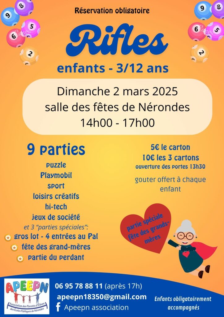 affiche Rifles des enfants à Nérondes le 2 mars 2025