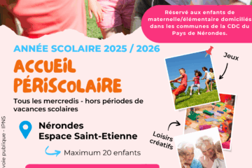 affiche accueil périscolaire année 2025-2026 de la CDC pays de Nérondes