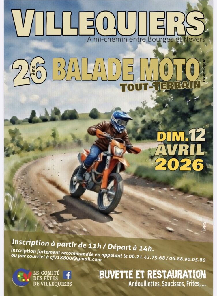 affiche balade moto quad à Villequiers