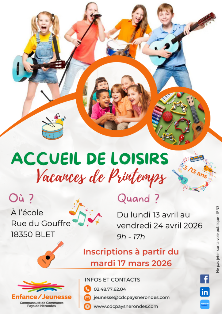 accueil de loisirs - vacances de printemps recto