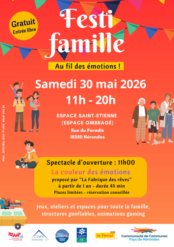 affiche festifamille nérondes 2026