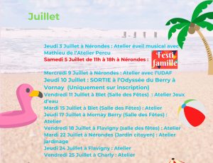 Planning de Juillet du relais petite enfance